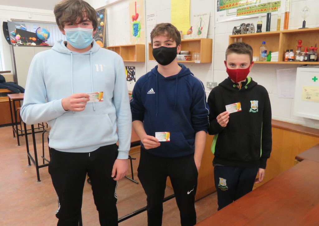 Declan Molloy, Fionn Campbell & Eoin Higgins - Winners of 2nd Year Science Quiz